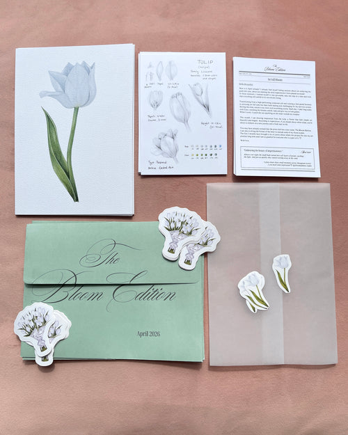 April Mail Club: Floral art print with a sticker and letter, matching envelope