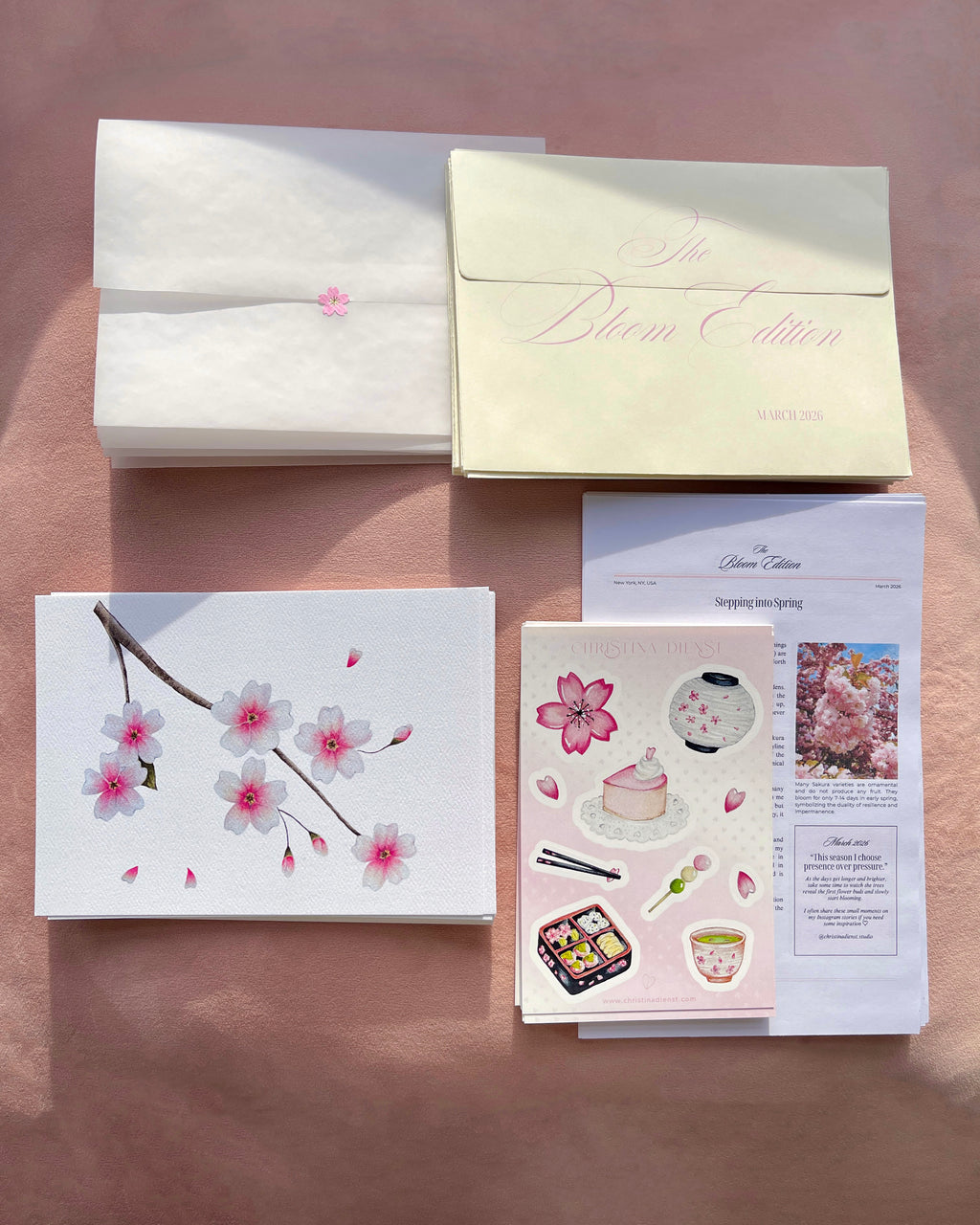 March Mail Club: Floral art print with a sticker and letter, matching envelope