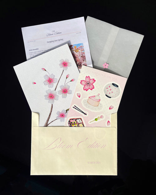 March Mail Club: Floral art print with a sticker and letter, matching envelope