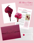 February Mail Club: Floral art print with sticker and letter, matching red envelope